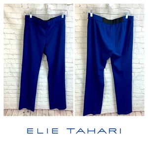 Elie Tahari Navy Ponte Knit Flared Dress Pants